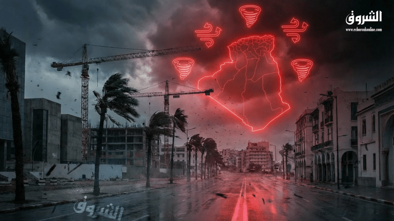 رياح عاتية بسرعة 120 كلم/سا وتحذير باللون الأحمر على خريطة اليقظة