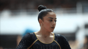 جنى لعروي تتألق في أول مشاركة لها بألوان المنتخب الجزائري للجمباز