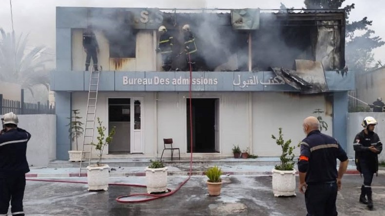 حريق بمستشفى بشير منتوري بالقبة.. وزير الصحة يتفقد