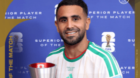 محرز يتوّج بجائزة أفضل لاعب في مباراة الجزائر والنمسا