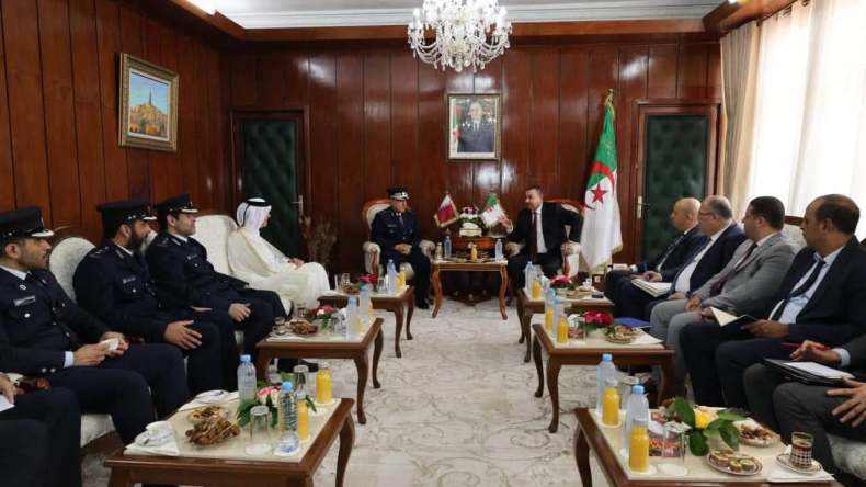 The Minister of Interior discusses with a Qatari official enhancing security cooperation