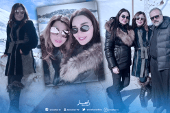 بالصور ..نجوى كرم تستمتع بالثلج مع سيرين عبد النور