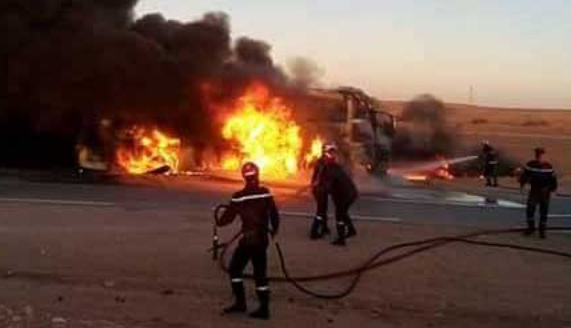 إحتراق حافلة لنقل المسافرين بالأغواط