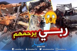 بالصور .. قتيل وجريحان في تصادم مباشر بين شاحنتين بالحمراية في الوادي