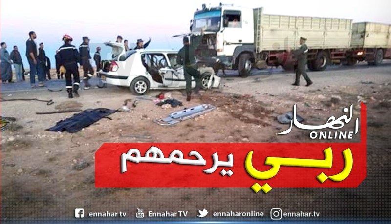 البيض: 5 قتلى في إصطدام سيارة بشاحنة في الخيثر