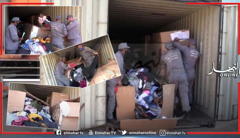 حجز 24 طنا من الألبسة والأحذية المستعملة مستوردة من اسبانيا بميناء وهران