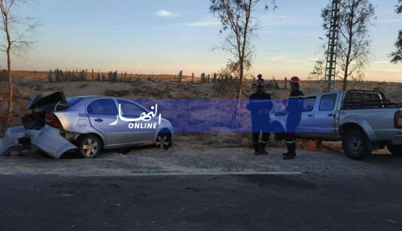 الوادي.. 3 جرحى في حادث مرور تسلسلي بين خمس سيارات في حاسي خليفة