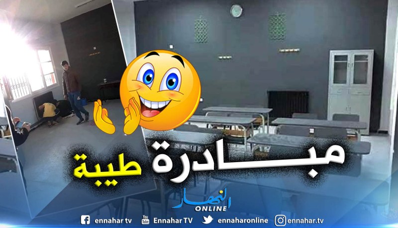 بالصور.. تلاميذ يقومون بطلاء أقسامهم من مالهم الخاص ببرج البحري في العاصمة
