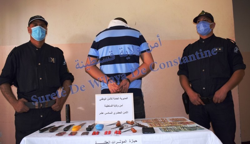قسنطينة: الإطاحة بمجرم خطير يحترف ترويج المؤثرات العقلية وحجز 11 سلاح أبيض