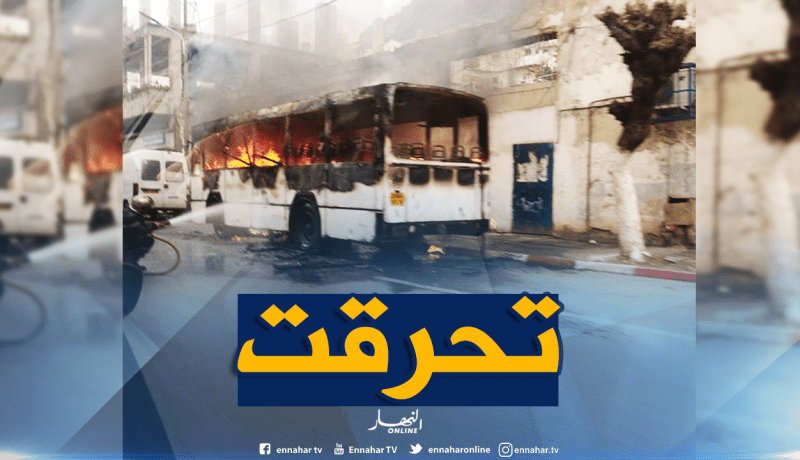 بالفيديو احتراق حافلة بالرويسو في العاصمة