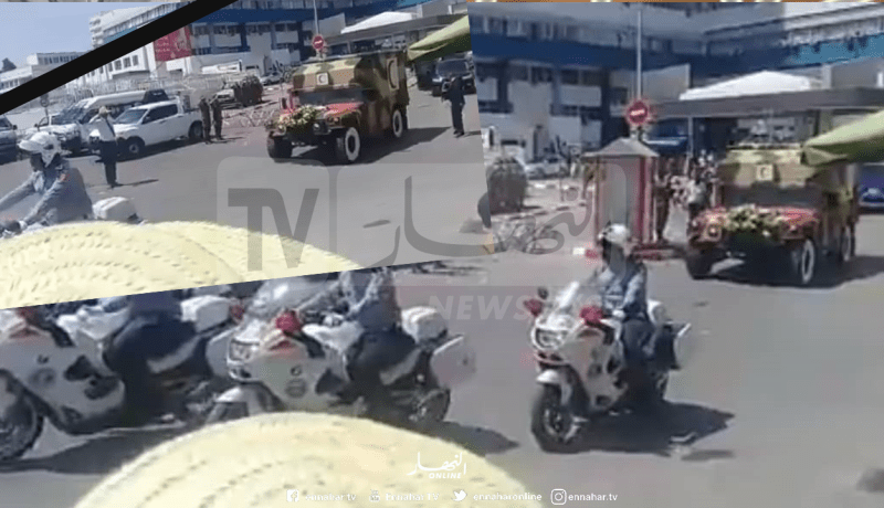 بالفيديو.. جثمان السبسي يغادر المستشفى العسكري