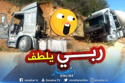 بالصور.. جريح في إنحراف شاحنة بالبويرة