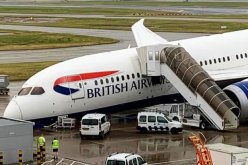 بالفيديو.. انهيار مقدمة طائرة بوينج 787 للخطوط الجوية البريطانية