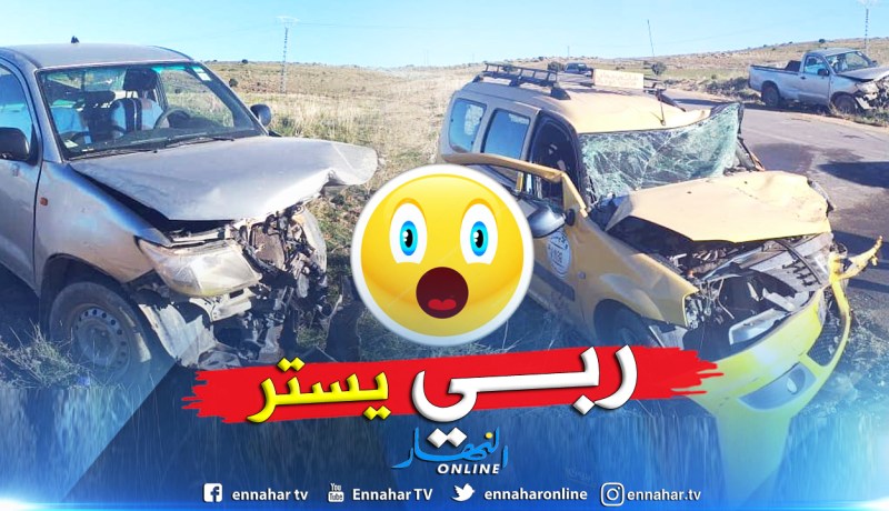 بالصور.. إصابة 8 أشخاص في إصطدام بين سيارتين في سعيدة