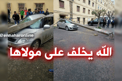 بالصور .. سقوط عمود كهربائي على سيارة في القبة