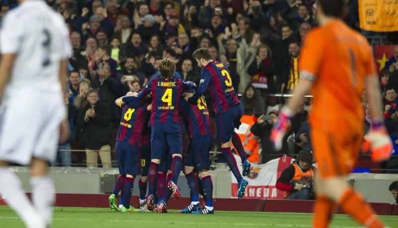 نهاية مباراة الكلاسيكو بفوز برشلونة على ريال مدريد بهدفين لهدف