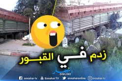 بالصور.. شاحنة ذات مقطورة تتسبب في سقوط سور مقبرة بأولاد يعيش في البليدة