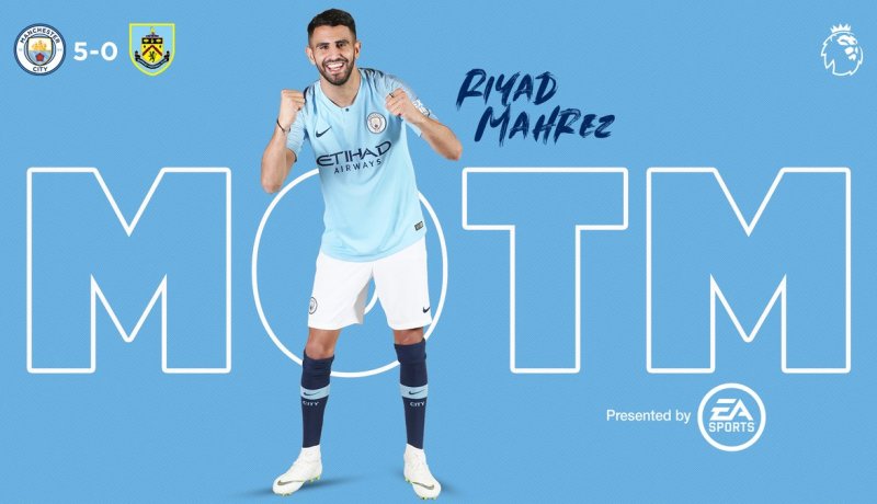 محرز رجل المباراة أمام فريق بيرنلي ويتحصل على أحسن تنقيط