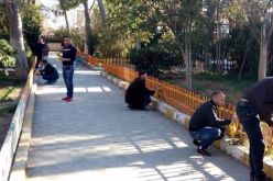 صور لشباب متطوع من ولاية سطيف يقومون بإعادة طلاء شبابيك وجدران الحديقة العمومية للمدينة