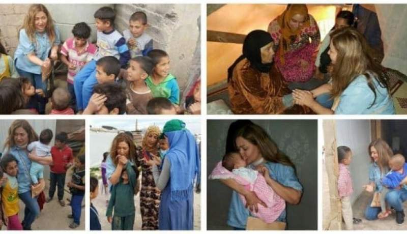 ليلى علوي في وقفة إنسانية  مع الأطفال في مخيمات اللاجئين السوريين