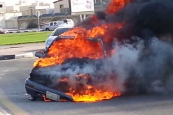 احتراق سيارة بالكامل  ببئر مراد رايس بالجزائر العاصمة