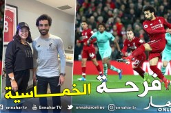 صلاح يحتفل بخماسية ليفربول رفقة فنانة عربية