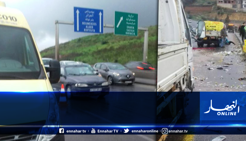 انحراف شاحنة محملة بقارورات مشروبات غازية في العاصمة