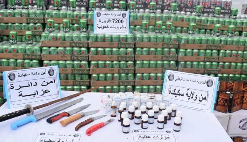 أمن سكيكدة يطيح بمجرم خطير ويحجز خمور ومهلوسات