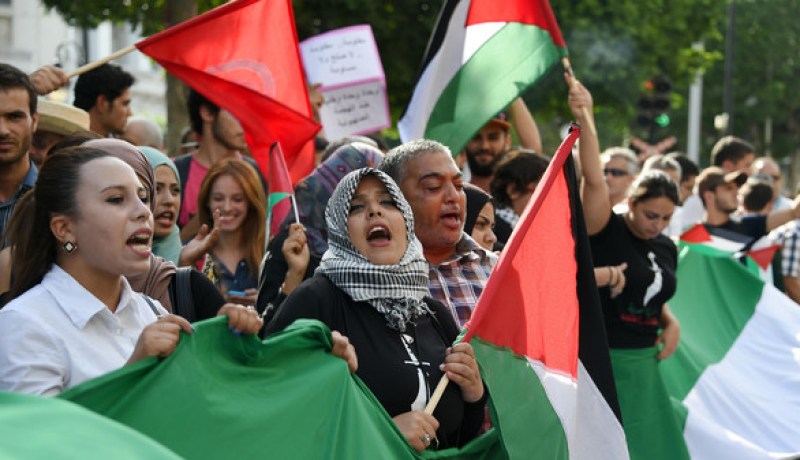 مظاهرة في تونس دعما للشعب الفلسطيني