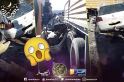 بالصور.. قتيل وجريح في حادث إصطدام بين شاحنة وسيارة في البويرة