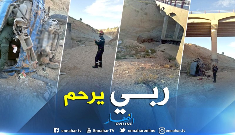 بالصور.. قتيلان في إنحراف وإنقلاب شاحنة بالزعفران في الجلفة