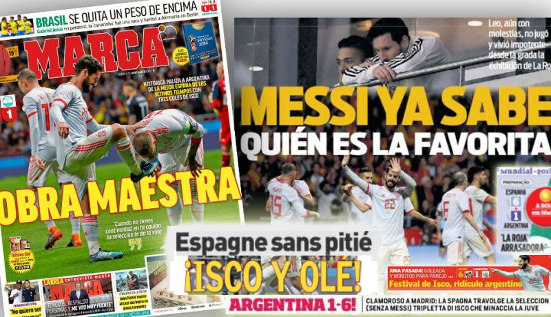 بالفيديو.. إسبانيا تُهين الأرجنتين بسداسية !!