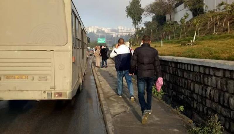 بالصور سكان قسنطينة يلتحقون بعملهم مشيا على الأقدام بعد الإعتداء الإرهابي