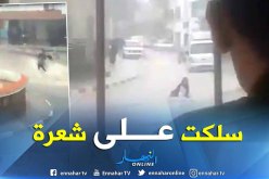 شاهد.. شباب من الغزوات ينقذون إمرأة جرفتها السيول وسط المدينة  