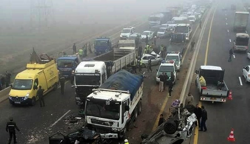 اصطدام 4 شاحنات و4 سيارات سياحية بالطريق السيار في بومرداس