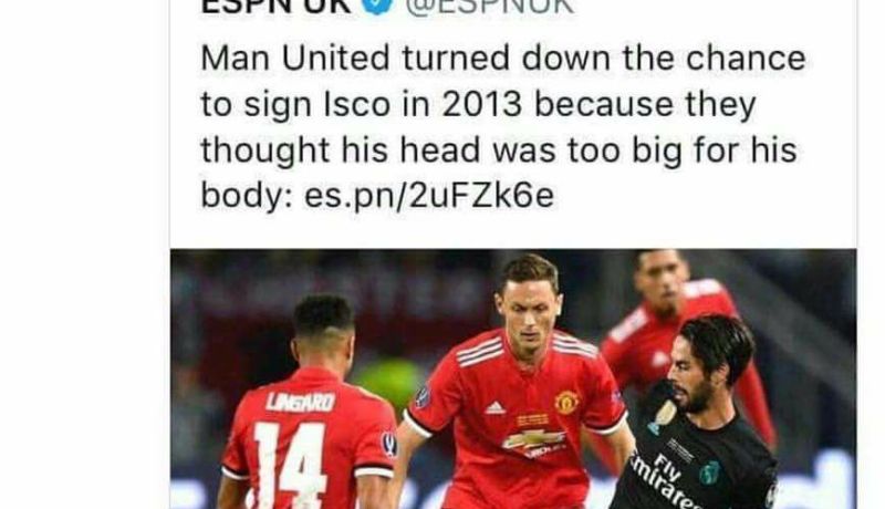 كاراغر ساخرا من اليونايتد :” رأس غاري نيفيل أضخم من إيسكو “