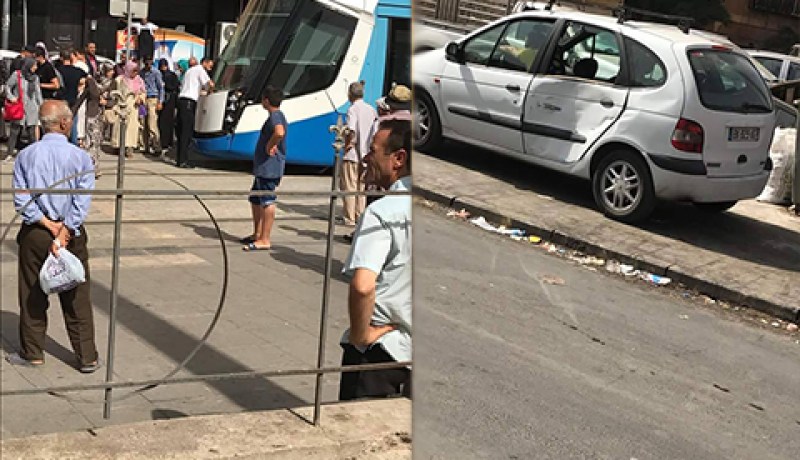 بالصور.. حادث مرور بين عربة “الترامواي” وسيارة سياحية بالعاصمة