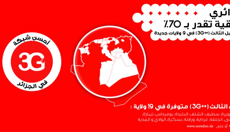 Ooredooيفتح عالم الجيل الثالث 3G++ لأكثر من 21 مليون جزائري