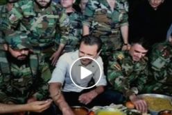 بالصور والفيديو.. الأسد يفطر مع الجنود بمطار مرج السلطان