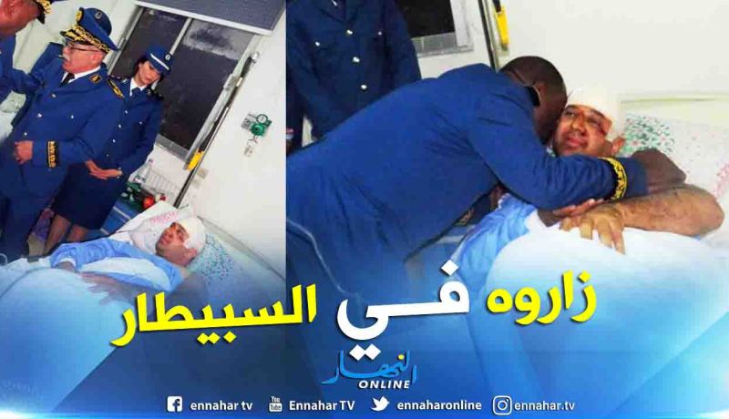 بالصور.. لهبيري يرسل وفد للوقوف على حالة الشرطي المصاب في أحداث ملعب 5 جويلية