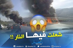 بالفيديو والصور.. إحتراق مركبة سياحية بالجباحية في البويرة