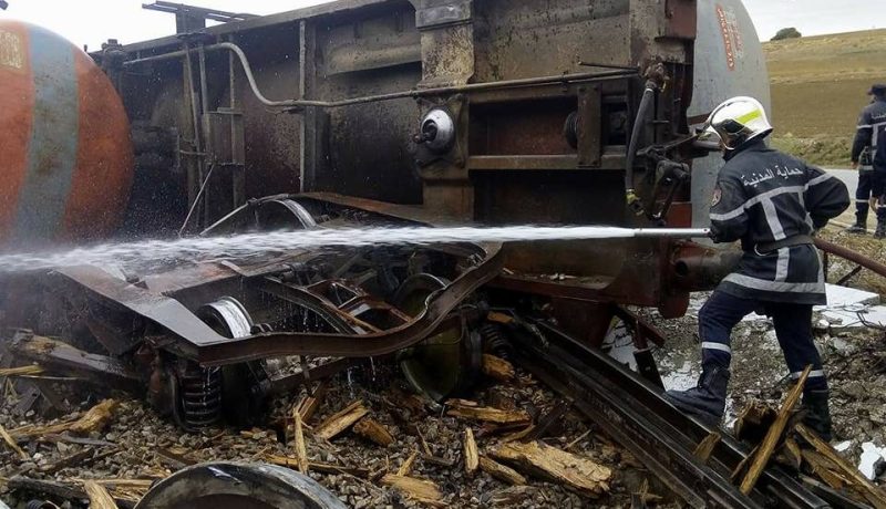 انقلاب قطار لنقل الحديد إلى مصنع الحجار انطلاقا من منجم ونزة