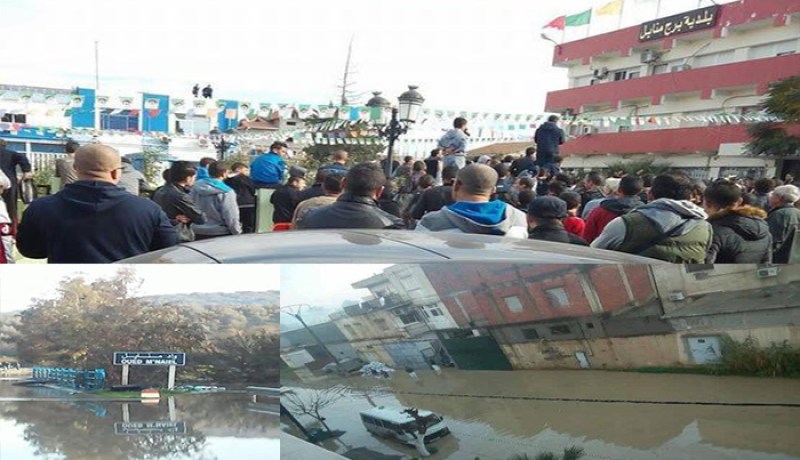 سكان برج منايل يغلقون الطريق للمطالبة بتسوية أوضاعهم جراء الفياضانات في بومرداس