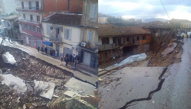 رعب وسط السكان بعد انهيار طريق في مدينة سكيكدة