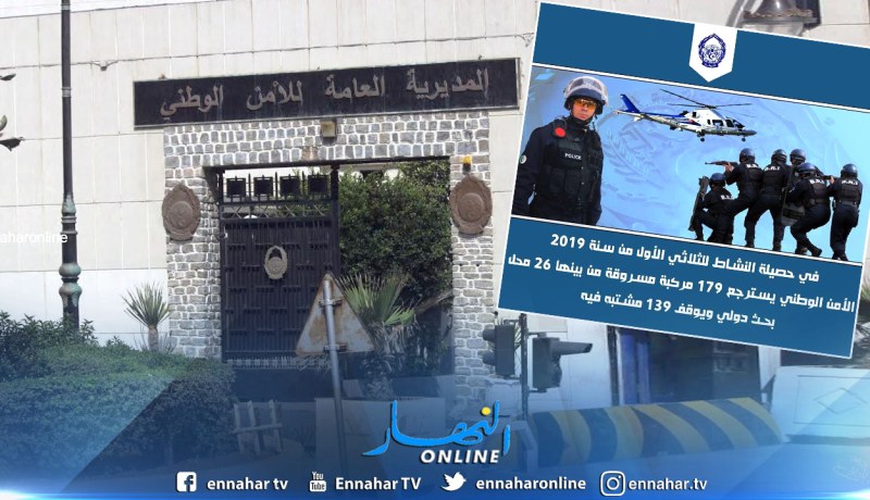 إسترجاع 179 مركبة مسروقة من بينها 26 محل بحث دولي وتوقيف 139 مشتبه فيه خلال 2019