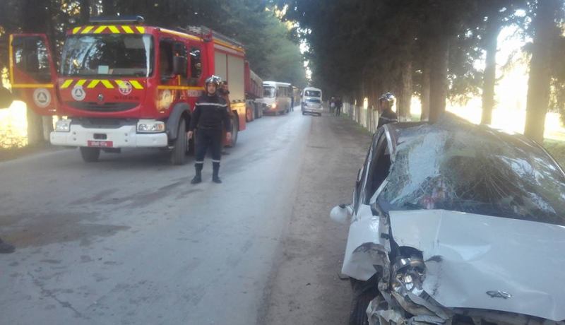 بالصور .. 5 جرحى في حادث مرور بقالمة