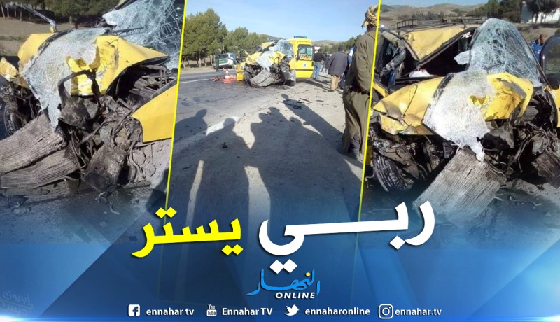 بالصور.. 7 جرحى في حادث مرور خطير بالبويرة