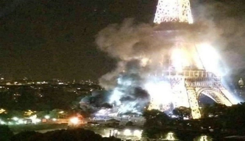 بالفيديو .. دخان كثيف يتصاعد من برج إيفل بعد هجوم نيس