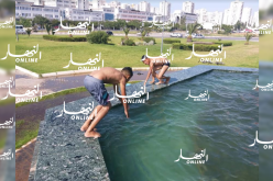 بالصور..نافورة تتحول إلى مسبح بوهران