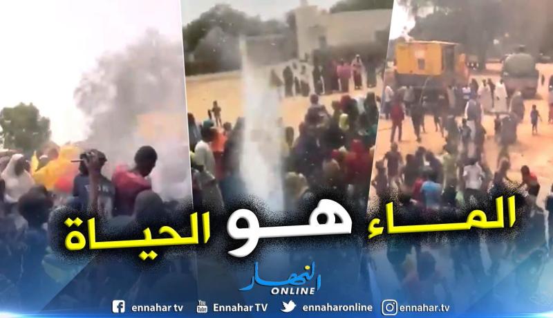 شاهد .. لحظة تدفق مياه بئر حفره كويتيون بقرية إفريقية تعاني العطش